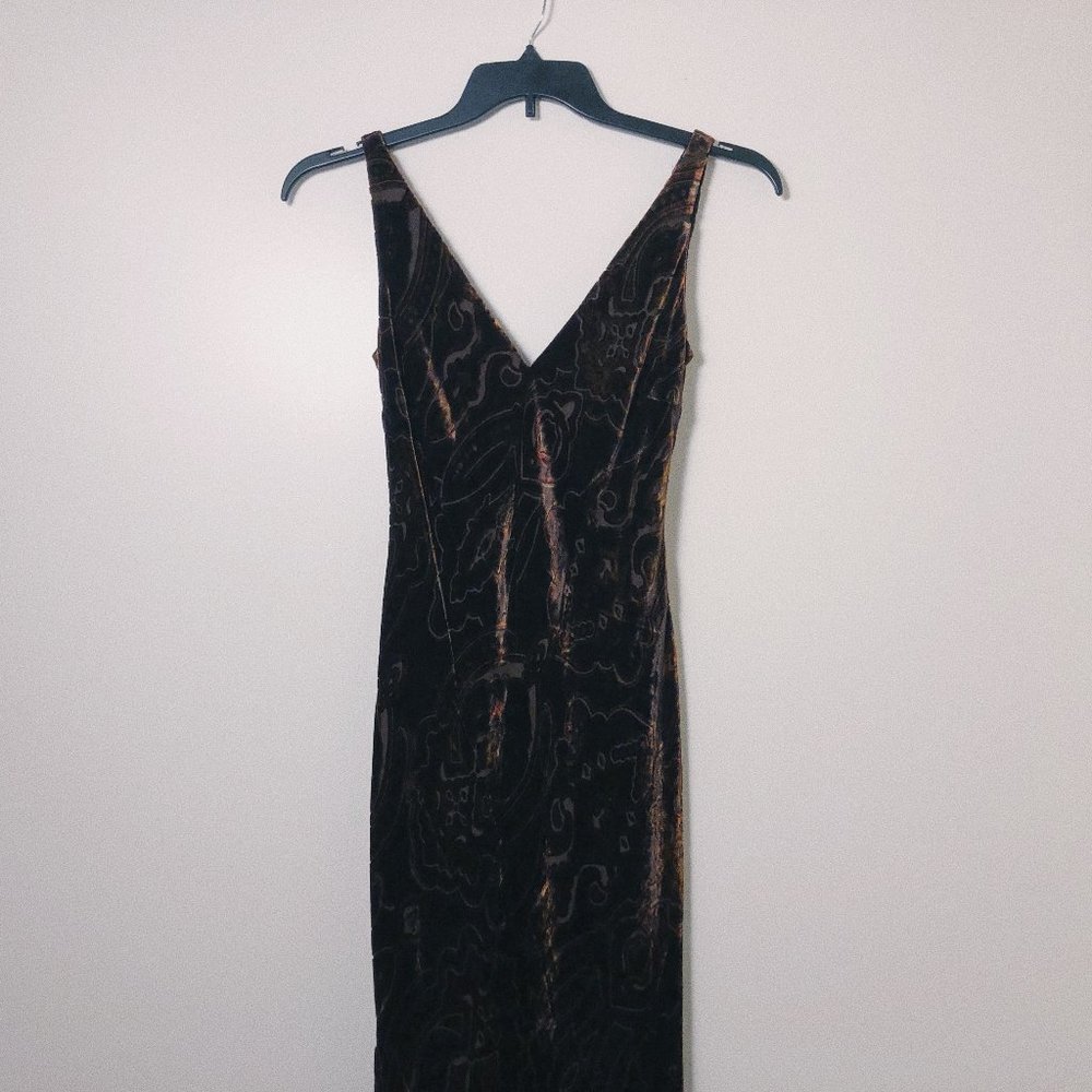 Ralph Lauren long brown paisley velvet gown